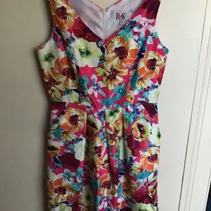 Sleeveless Dress Floral Print Bright Colors Size 10